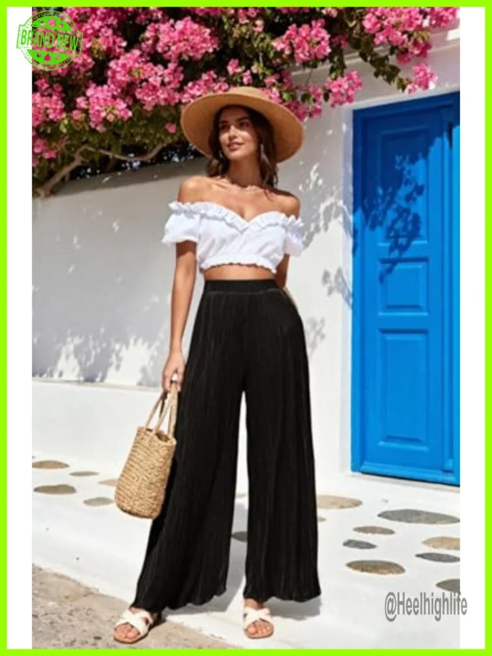Satin Silk Pants Women Flowy Palazzo Wide Leg Pleated High Rise Casual